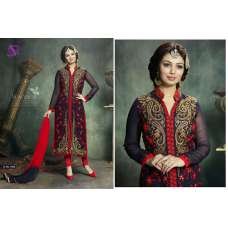 U1005 DARK BLUE AND RED AYESHA TAKIA ANARKALI STYLE SALWAR KAMEEZ SUIT