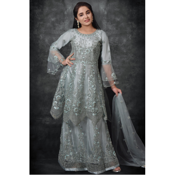 Mint Indian Party Wear Mother and Daughter Matching Dress