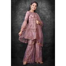 Deep Purple Indian Young Girls Party Gharara Suit
