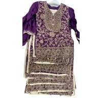 Plum Embroidered Chiffon Girls Suit