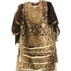 Brown Chiffon Embroidered Ethnic Girls Suit