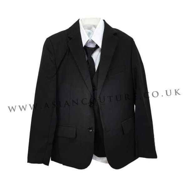 WEDDING BOYS SUIT BLACK 5 PIECE SUIT 