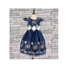 GIRLS CLASSIC BLUE FLORAL OVERLAY DRESS (3-13 YEARS)