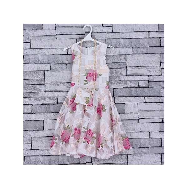 GIRLS PINK SUMMER FLORAL DRESS AND PURSE SET 