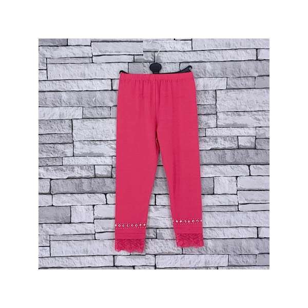 GIRLS H/PINK DIAMANTE LACE LEGGINGS (2-14 YEARS)