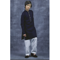 BLUE WHITE BOYS KURTA PAJAMA SET
