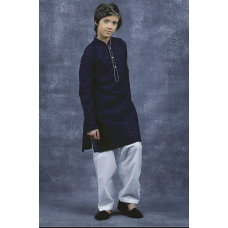 BLUE WHITE BOYS KURTA PAJAMA SET