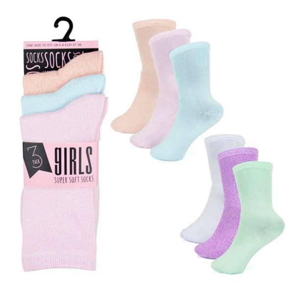 GIRLS 3 PACK SUPER SOFT SOCKS
