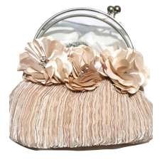 Beige Bronze Hand Clutch Bag with long chain