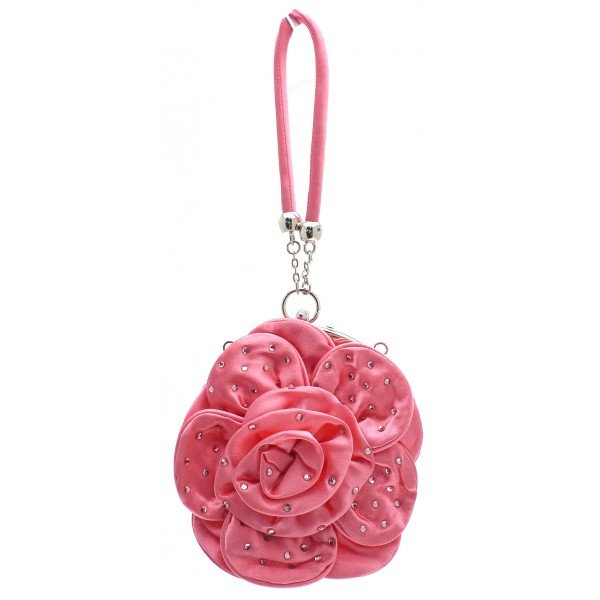 Small Sized Diamante Flower Clutch Bag   