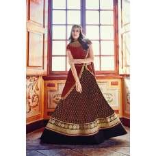 Maroon Black Zari Embroidered Anarkali Gown