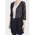 Black Long Sheer Lace Net Cardigan 