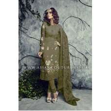 Mehndi Colour Indian Pakistani Georgette Churidar Party Wear Suit 