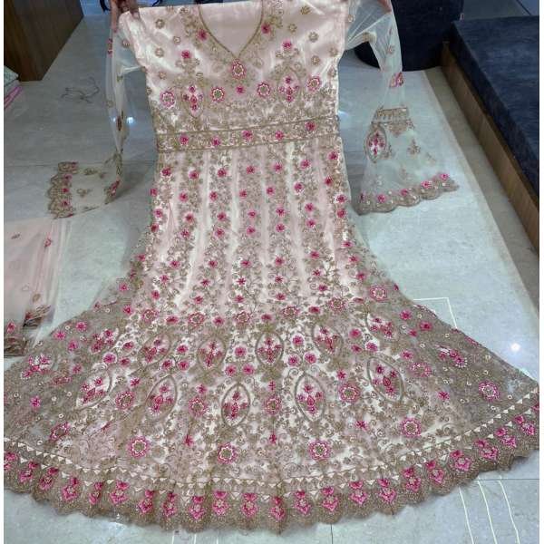 Beige Indian Ethnic Wedding Anarkali Dress