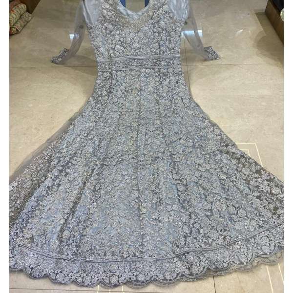 ASH GREY INDIAN BRIDAL & WEDDING GOWN