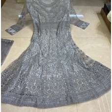 Grey Indian Designer Heavy Embroidered Wedding Gown Grey Indian Designer Heavy Embroidered Wedding Gown