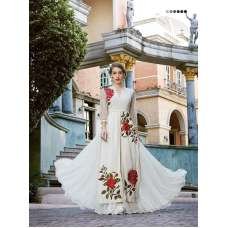 COCONUT MILK WHITE HUSHN ANARKALI STYLE WEDDING WEAR GOWN