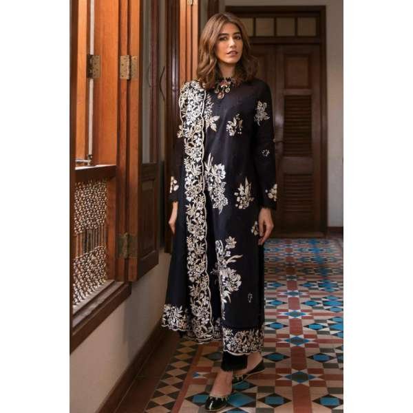 Black & White Pakistani Salwar Kameez Designer Embroidered Suit