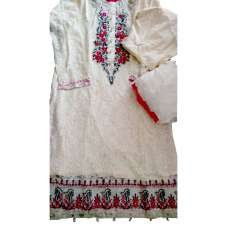 Luxury Gold Cream Net Pink Embroidery Salwar Suit