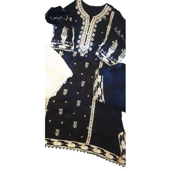 Black Viscose Pakistani Designer Suit