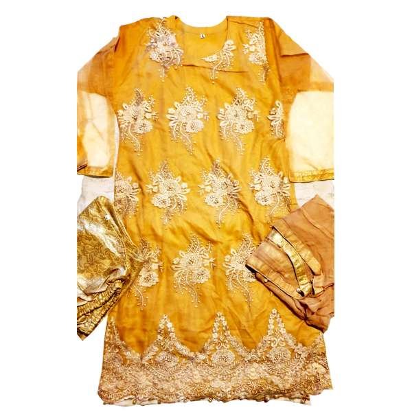 MUSTARD EMBROIDERED READYMADE SUIT