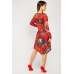Red Floral Printed Midi Dress