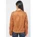 BROWN FRONT POCKET STYLE SUEDETTE JACKET FOR LADIES