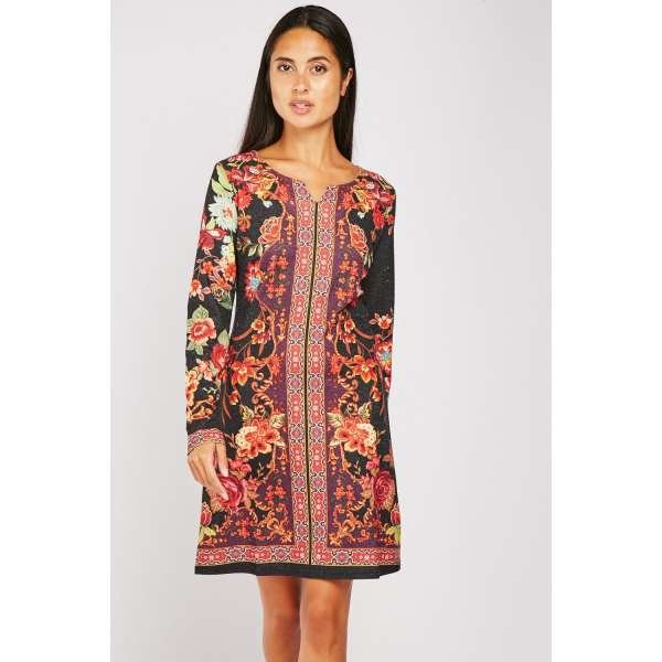 Black Floral Printed Party Outfit