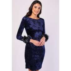 Classic Navy Blue Designer Velvet Dress