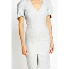 Light Grey Front Slit Designer Dress