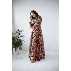 MAROON HEAVY EMBROIDERED FLOOR LENGTH READY MADE GOWN