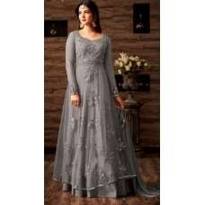 GREY TRADITIONAL INDIAN ANARKALI LEHENGA DRESS