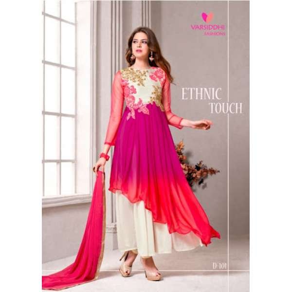 D 101 Pink, Orange & White Varsiddhi Georgette Salwar Kameez