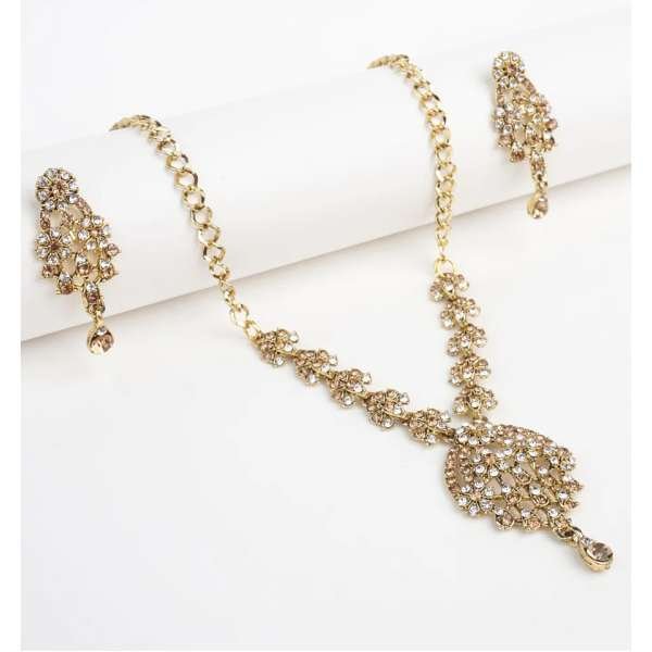 Gold White Luxury Bridal Jewellery Set