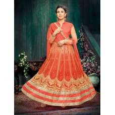Orange Ethnic Anarkali Dress Bollywood Karishma Kapoor Indian Outfit