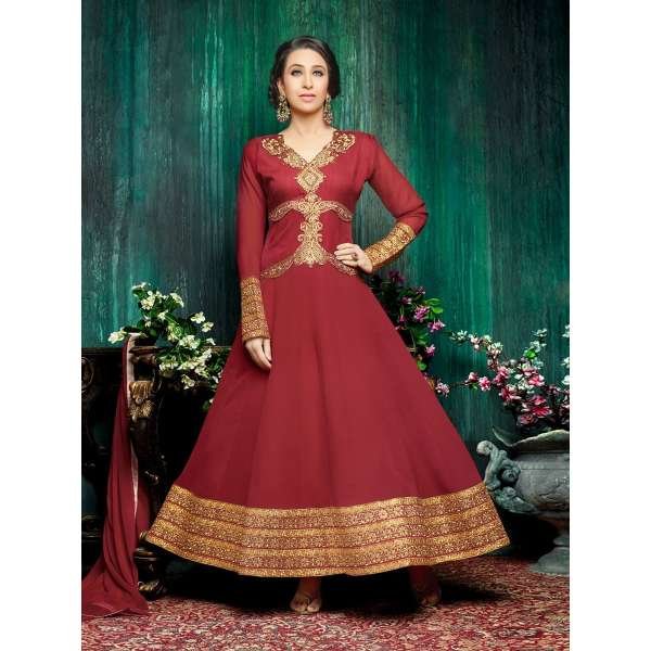 Maroon Plain Anarkali Dress Indian Formal Dress