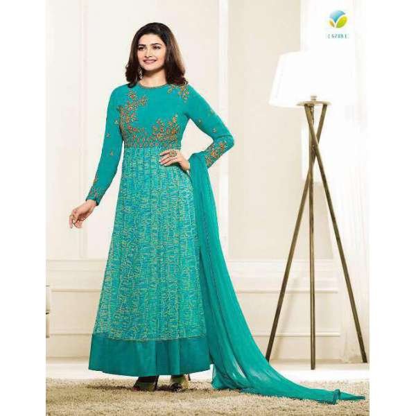 Turquoise Anarkali Salwar Suit Indian Long Frock