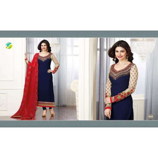 K3663 NAVY BLUE KASEESH PRACHI-17 PARTY WEAR SALWAR KAMEEZ SUIT