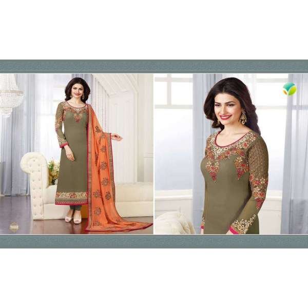 Mehndi Green & Orange Pakistani Salwar Suit