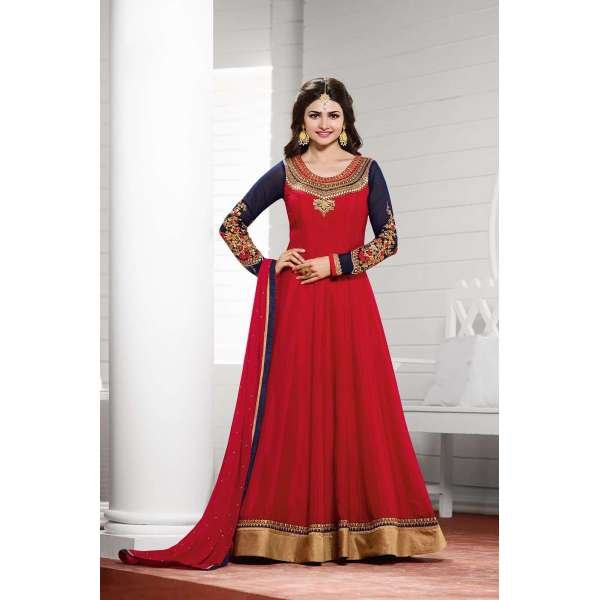 K3934 RED AND BLUE PARTY ANARKALI SUIT