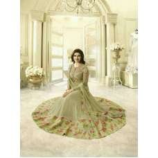 Mehndi Georgette Zari Embroidered Anarkali Dress Indian Gown