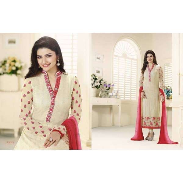 Cream Party Salwar Suit Embroidered Indian Dress