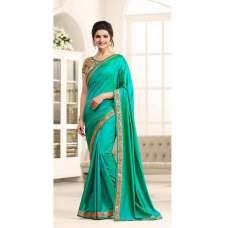 Z17704 TURQUOISE KASEESH PRACHI GEORGETTE SAREE WITH HEAVY EMBROIDERED BLOUSE 