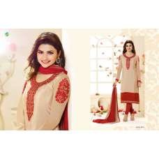 SLK2854 - Beige & Red Kaseesh Silkina Royal Crepe 3 Salwar Kameez Suit