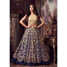 Blue & Gold Anarkali Gown Elegant Wedding Dress Blue & Gold Anarkali Gown Elegant Wedding Dress
