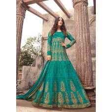 Teal Green Embroidered Anarkali Gown Pakistani Wedding Dress