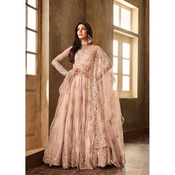 PEACH INDIAN DESIGNER PARTY & WEDDING GOWN 