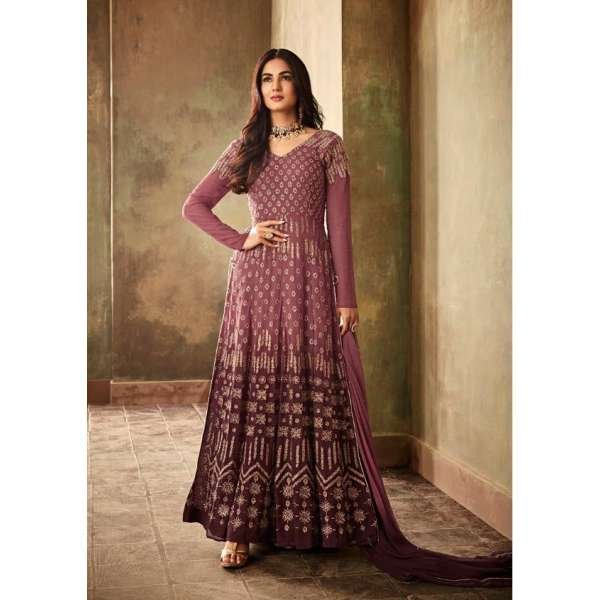 Burgundy Indian Party Anarkali Gown
