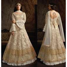 Cream Bridal Gown Embellished Sequin Party Wear Dress