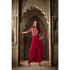 Red Fancy Party Suit Indian Elegant Dress 